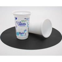 Pot à yaourt en plastique jetable personnalisé imprimé, diamètre 75 mm, 200 g, avec couvercle