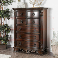 Meubles de chambre à coucher de style français provincial antique, design européen moderne, en bois brun, ensembles de luxe pour chambre principale