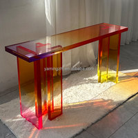 Meubles de salon haut de gamme à prix d'usine Table d'entrée en acrylique Table de porche en acrylique de couleur arc-en-ciel au design moderne