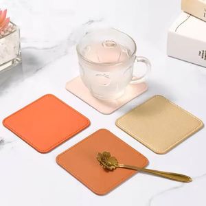 Sous-verres personnalisés avec logo laser, double face, en similicuir, pour boissons - Product Image 6