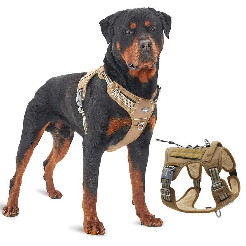 OEM Logo kustom rompi harnes anjing taktis produsen reflektif Keamanan dapat disesuaikan tanpa tarikan kekang anjing untuk anjing besar