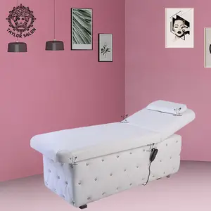 Silla eléctrica de lujo para salón de belleza, mesa de masaje portátil con cama de pestañas, color rosa