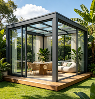 Véranda panoramique coulissante moderne en verre rétractable pour villa, jardin et serre végétale