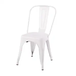 304不锈钢金腿和白色模制皮革软垫餐椅