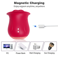 LOVE V021 Flüssigsilikon IPX6 Wasserdichter Saugvibrator 10/3 Frequenzen Zungenleck-Simulation mit Saugfunktion für Frauen USB Magnetisch