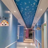 Panel de Pared con Diseño de Cielo Azul y Nubes, 250 mm de Ancho, Laminado, con Ranura y Lengüeta, Techo de PVC