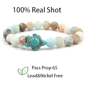 หินธรรมชาติลดราคา 8 มม. สร้อยข้อมือลูกปัดเต่าหินกึ่งมีค่าสวยงาม คริสตัลบำบัด ยืดได้ ใส่ได้ทั้งชายและหญิง - Product Image 4