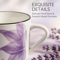 Ensemble tasse à café et soucoupe en porcelaine à motif floral violet, 270 ml, tasse à thé résistante aux aliments, passe au micro-ondes et au lave-vaisselle, pour la maison, le bureau, cadeau