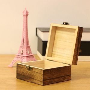 Wooden Jewelry <b>Box</b> Rectangle Natural Wood Color Retro Style Small Storage For <b>Earrings</b> Rings Necklaces Lipstick <b>Gift</b> Organizer - Product Image 2