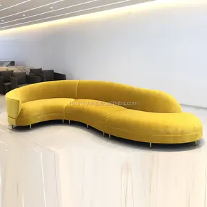 High-End-Luxus zeitgenössische goldene Samt Stoff Couch maßge schneiderte Edelstahl Beine großes Sofa für Villa Lobby verwenden Wohnzimmer Sofa