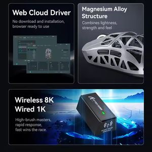 Aleación de magnesio ATTACK SHARK R2 Mouse 42000DPI 8000Hz Tasa de sondeo inalámbrico 2,4G BT Ratón inalámbrico para juegos de tres modos - Product Image 5