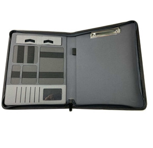 A4 danh mục đầu tư kinh doanh tập tin thư mục da dây kéo danh mục đầu tư với bút điện thoại chủ tùy chỉnh dập nổi biểu tượng tài liệu Túi máy tính xách tay - Product Image 1