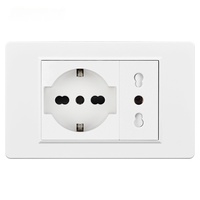 Enchufe de Pared de Vidrio Templado Blanco y Negro, Estándar Italiano, Enchufe Alemán-Italiano, USB Tipo C, Interruptor, Satélite, TV, Teléfono, IP16, 16A