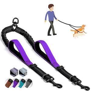 NUOVO Guinzaglio Doppio Retrattile per Cani <span class=keywords><strong>in</strong></span> Nylon a Righe, Classico, Lussuoso, alla Moda, Resistente, Riflettente, Imbottito, con Luci di Sicurezza a Mani Libere - Product Image 5