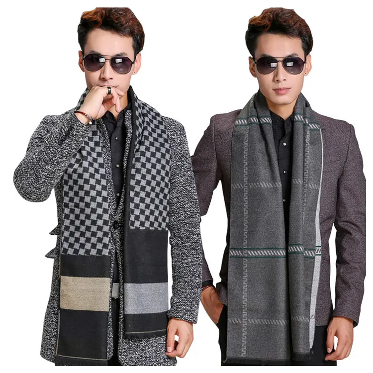 Bufanda gruesa informal de negocios para hombre de estilo europeo de invierno 2024, bufandas de Cachemira cálidas para hombres