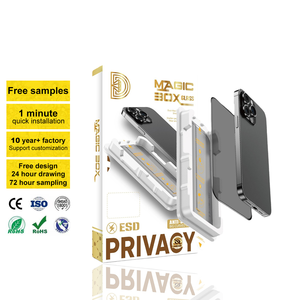 Kit d'installation magique en verre trempé HD 9H Golden Diamond pour <span class=keywords><strong>iPhone</strong></span> 16 15 14 Series, transparent comme du cristal, anti-empreintes digitales, oléophobe - Product Image 1