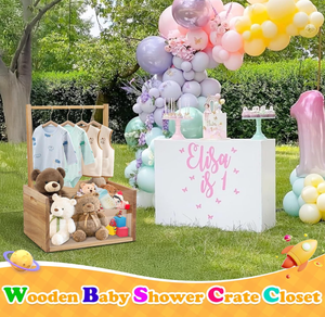 Çok yönlü tasarım ahşap bebek duş sandık dolap bebek hediye kollu sepet - Product Image 6