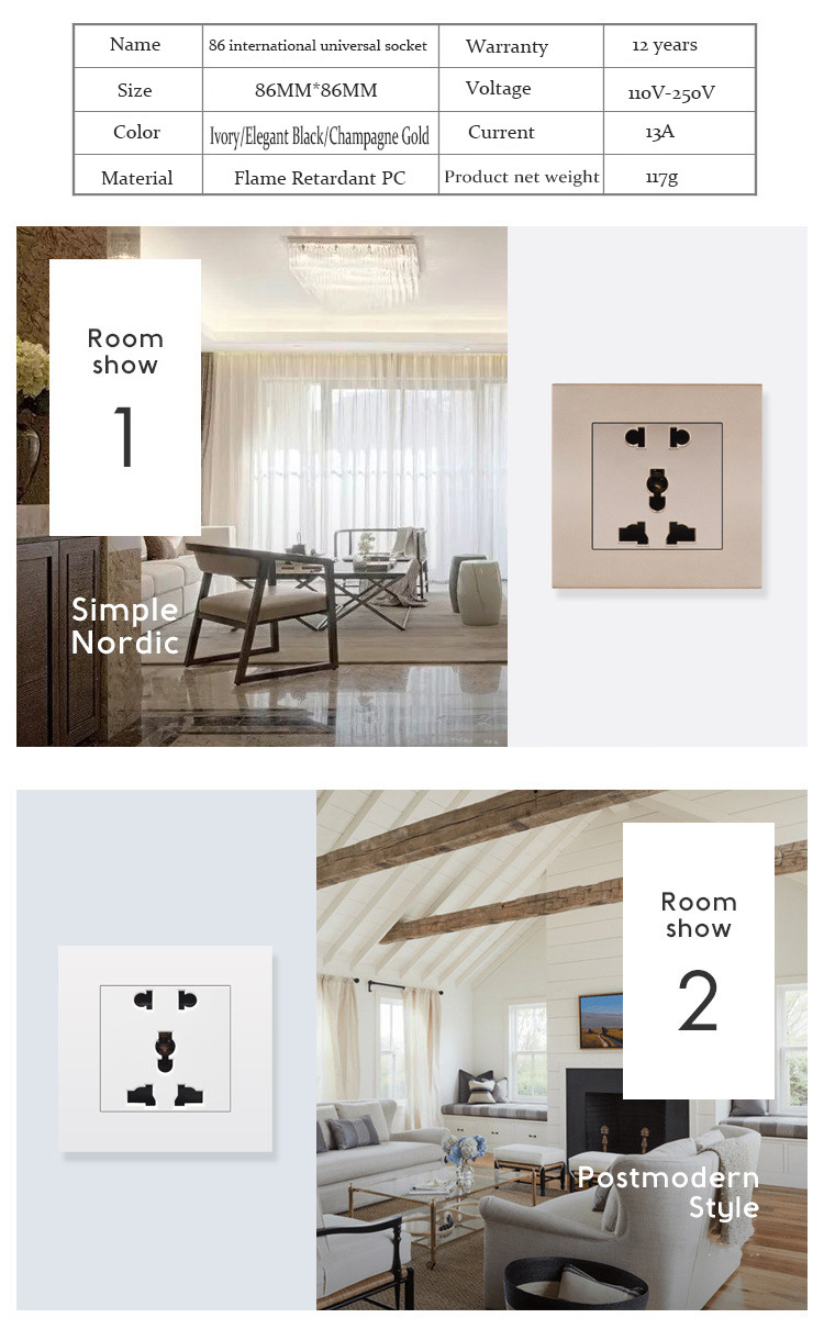 86British standard with USB mobile phone charging wall socket British switch panel power strip switch socket wall electric