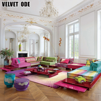 Canapé de Designer Roche Bobois, Collection Mahjong, Modulable et Convertible, Tissus Colorés Chic et Écologiques, Composants au Sol