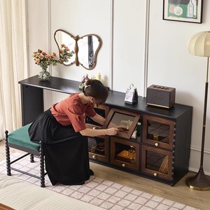 French Style Solid Wood <b>Dressing</b> <b>Table</b> With <b>Storage</b> Bedroom Vanity Desk <b>For</b> Home Use - Product Image 4