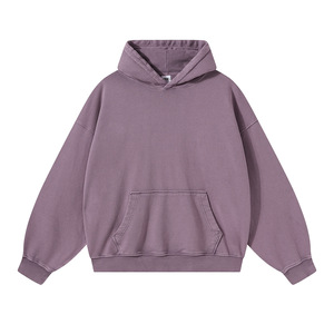 Sweat-shirt unisexe en coton épais 380G, couleur Morandi vintage, teint à la cire, délavé, effet vieilli, épaules tombantes, coupe ample - Product Image 5