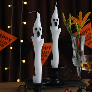 Horror Halloween Ghost Taper Candle with <b>Holder</b>, Natural Soy Wax Handcrafted <b>Rod</b> Pole Candle for Indoor Party Scene Decoration - Product Image 2
