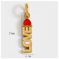 Breloque en émail rose en forme de cœur et d'ampoule, thème rose, mignonne, pour bijoux DIY pour filles, en acier inoxydable Yiwu Aceon