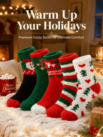 Chaussettes de Noël personnalisées OEM ODM à motifs, chaussettes d'intérieur chaudes en polaire corail pour coffrets cadeaux de fêtes