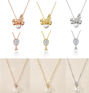 RAKOL NP5092 Joyería de moda para mujer Collar con colgante de perla cultivada con diseño de cadena de oro de 18 quilates - Product Image 3