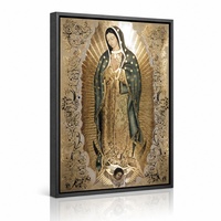 Art mural Notre-Dame de Guadalupe, impression encadrée de la Vierge Marie, cadre en aluminium noir mat, or rose vintage, décoration catholique