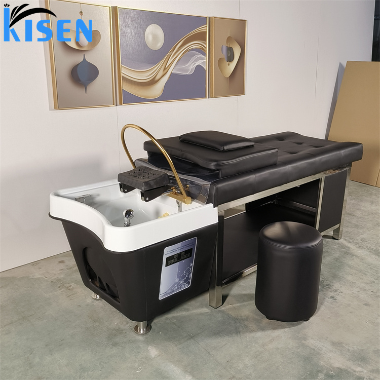 Kisen mobile professionnel lavage des cheveux chaise de massage shampooing bol lit spa tête chauffée eau thérapie shampooing lit avec vapeur