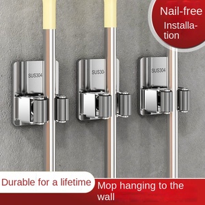 304 pince de vadrouille en acier inoxydable pince de vadrouille sans poinçon de salle de bain <span class=keywords><strong>crochet</strong></span> de balai suspendu support de vadrouille à <span class=keywords><strong>crochet</strong></span> collant fort - Product Image 5