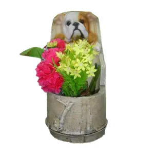 Dog vase custom resin crafts cute dog sculpture flower pots animal statue for garden decor