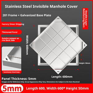   Tapa de alcantarilla invisible de acero inoxidable personalizada, cubierta de pavimento empotrada, venta al por mayor de fábrica OEM ODM - Product Image 4