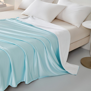 Nueva Manta Refrescante de Seda de Hielo con Pelo de Conejo, Superventas, Textil para el Hogar, Colcha de Color Liso, Transpirable, Edredón de Verano - Product Image 5