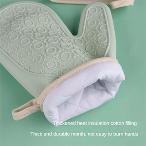 En gros, Gants de four en silicone longs et résistants à la chaleur, pour la cuisine, la pâtisserie, le micro-ondes et la cuisson domestique, avec doublure en coton - Product Image 3
