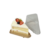 Boîte d'emballage individuelle pour tranches de gâteau, logo personnalisé, boîte triangulaire en plastique noir pour tranches de mousse au fromage avec couvercle transparent