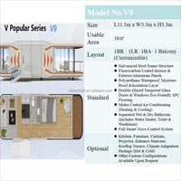 Maison Capsule Préfabriquée V9 de Luxe en Aluminium, Design Européen, Étanche et Écologique, avec Salon et Chambre, Facile à Installer