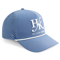 Gorra de 5 Paneles Unisex HN10 de Alta Calidad en Azul Polvoriento, con Cuerdas, Perforaciones Láser, Impermeable, de Secado Rápido, Personalizable con Bordado, para Actividades al Aire Libre