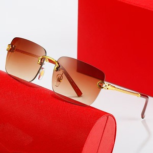 Neuheiten <span class=keywords><strong>Croesus</strong></span> S108 Vintage Grün Modische Trendige Randlose Rechteckige Kleine Metall UV400 Hochwertige Unisex Sonnenbrille - Product Image 5