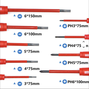 9-piece Multi-purpose Electrician Repair <b>Tool</b> Kit Insulated PP Handle Screwdriver Set Industrial Grade Magnetic <b>Plain</b> Scr - Product Image 5