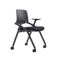 Chaise de formation pliable pour salle de conférence et de réunion en immeuble de bureaux, avec tablette d'écriture et roulettes en option
