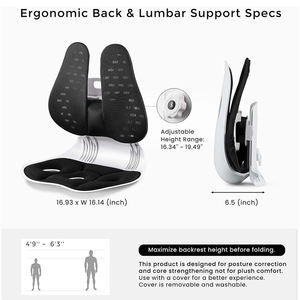 Cuscino Ergonomico Ortopedico per Sedia da Ufficio, Supporto Lombare Morbido e Traspirante, Elastico, Regolabile in Altezza, Pieghevole - Product Image 2