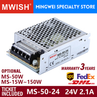 Alimentation électrique miniature AC-DC à découpage MWISH MS-75-24 75W 24V 3.1A pour caméra CCTV, système de sécurité, NVR