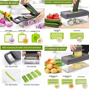 High Quality Gadget 15 in 1 Multifunctional Hand Held Onion Veggie Cutter Fruits Slicer Food Salad Manual <b>Vegetable</b> <b>Chopper</b> - Product Image 2