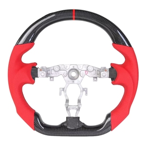 พวงมาลัยคาร์บอนไฟเบอร์หุ้มหนังสำหรับรถยนต์นิสสัน เซนทรา 370Z ปี 2008-2020 พวงมาลัยรถแข่งหุ้มหนังเย็บด้ายสีแดง - Product Image 5