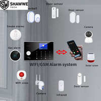 Kit d'alarme intelligent pour maison connectée WiFi GSM Tuya 433 MHz, sirène 110 dB, alerte par appel et SMS via application, détection 100-200 m, compatible avec les capteurs PIR pour portes/fenêtres