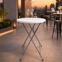 Großhandel Weiße Runde Klappbare Kunststoff-Cocktailtische mit Hohem Gestell für Outdoor-Events, Partys, Bankette und Esstische