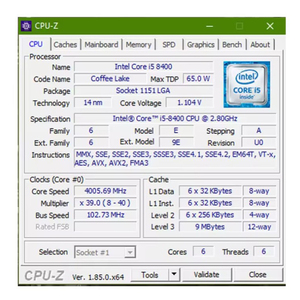 สำหรับ Core I5 8400 2.8GHz ซ็อกเก็ต LGA 1151 CPU ซีพียูแบบหกคอร์ หกเธรด สำหรับเดสก์ท็อป ประสิทธิภาพสูง ความเร็วคล็อก 2.8GHz เพื่อการทำงานที่ราบรื่น - Product Image 2