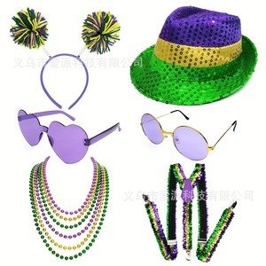 Conjunto de Diadema con Cuentas, Lentejuelas y Plumas para Carnaval de Mardi Gras, Accesorios de Disfraces Unisex para Fiestas - Product Image 3